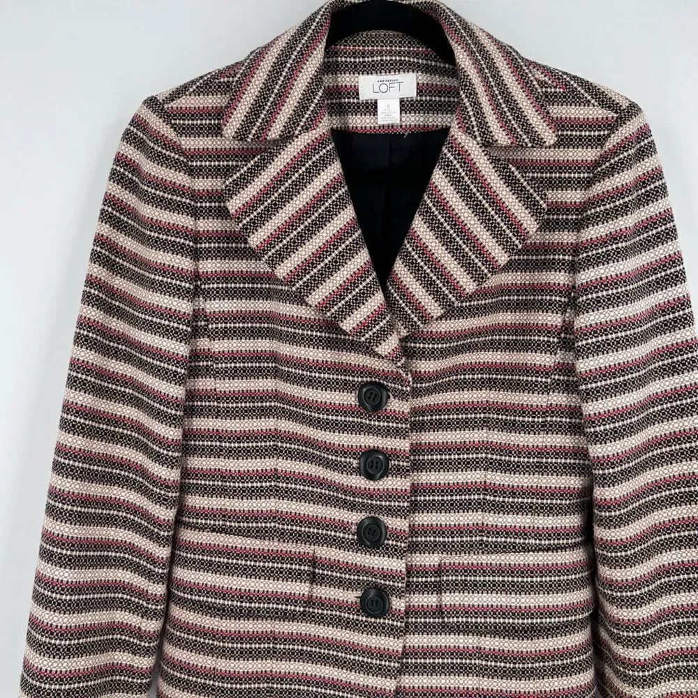 Loft Basketweave pattern Blazer size 0 XS Career office professional  100% cotto